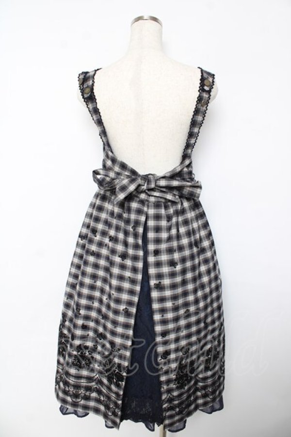 画像2: axes femme / チェックワンピース  紺 Y-25-10-18-163-AX-OP-SZ-ZY (2)
