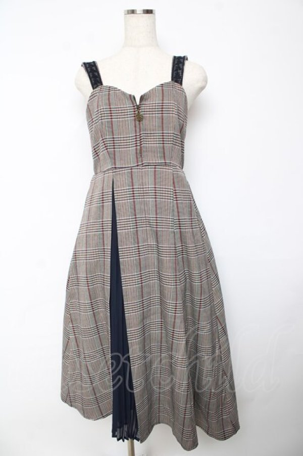 画像1: axes femme / チェック×プリーツジャンスカ M 紺 Y-25-10-18-164-AX-OP-SZ-ZI (1)