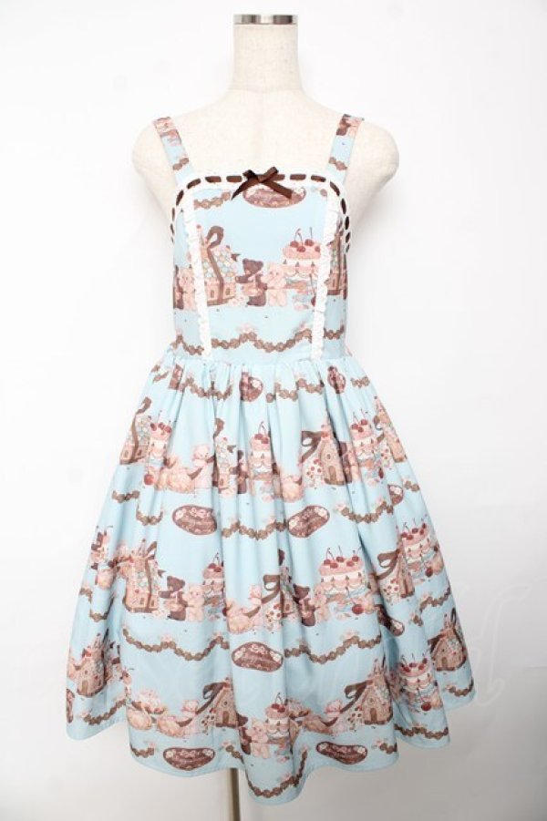 画像1: axes femme kawaii / お菓子の家柄ジャンスカ M サックス Y-25-10-18-167-AX-OP-SZ-ZY (1)