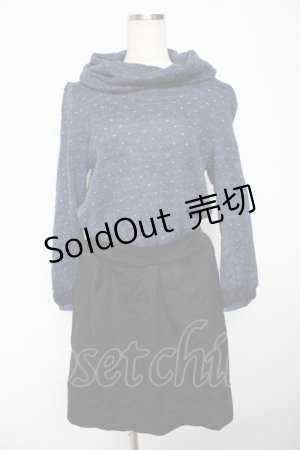 画像: axes femme / タートルニットドッキングワンピース M 紺×黒 Y-25-10-18-173-AX-OP-SZ-ZI