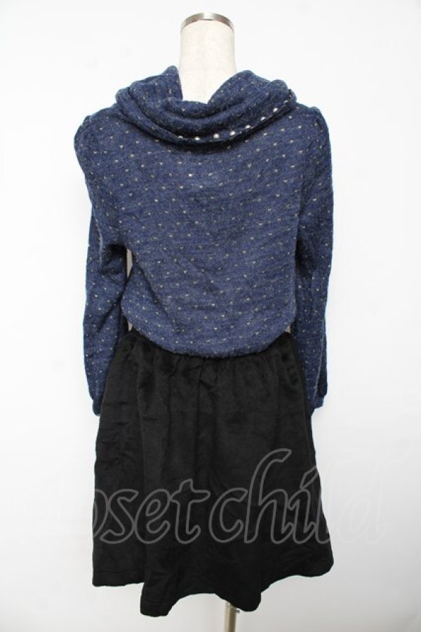画像2: axes femme / タートルニットドッキングワンピース M 紺×黒 Y-25-10-18-173-AX-OP-SZ-ZI (2)