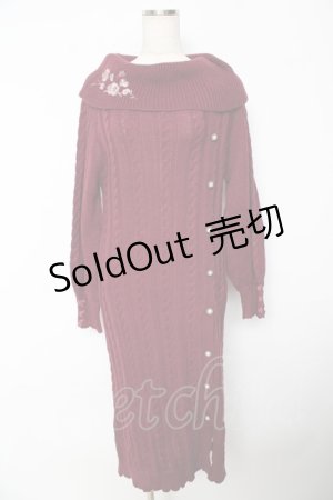 画像: axes femme / ボタンデザインニットワンピース M ワイン Y-25-10-18-174-AX-OP-SZ-ZY