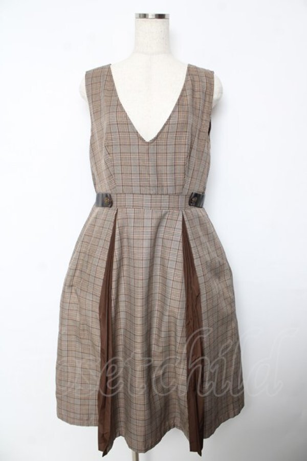 画像1: axes femme / サイドプリーツジャンスカ M 茶 Y-25-10-18-178-AX-OP-SZ-ZI (1)