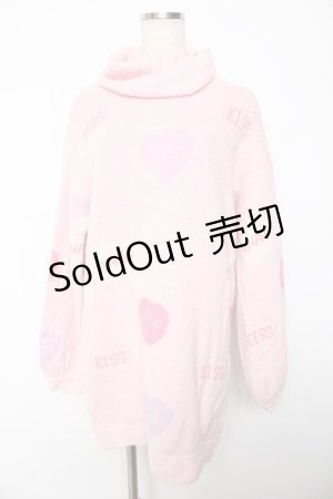 画像: Swankiss / ハート柄ニットワンピース  ピンク Y-25-10-18-187-CA-OP-SZ-ZY
