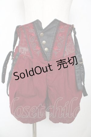 画像: Ozz oneste / Rose×chartショートパンツ  ワイン Y-25-10-18-191-OO-PA-SZ-ZY
