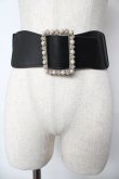 画像1: axes femme / スクエアバックルゴムベルト  黒 Y-25-10-18-029-AX-ZA-SZ-ZY (1)