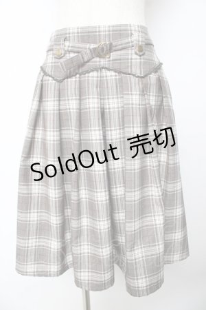 画像: axes femme POETIQUE / ベルト付きチャック柄スカート M カーキ Y-25-10-18-193-AX-SK-SZ-ZY