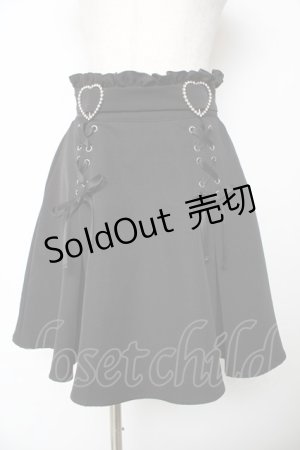 画像: DearMyLove / ハートバックルレースアップスカート M 黒 Y-25-10-18-194-EL-SK-SZ-ZY
