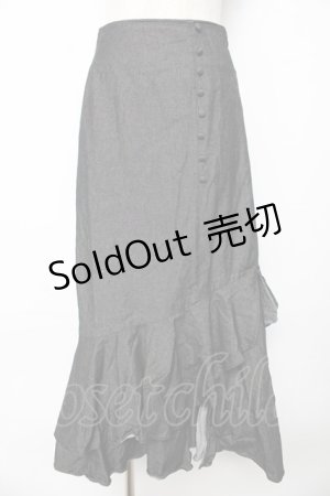 画像: axes femme / クルミ釦付デニムスカート F 黒 Y-25-10-18-202-AX-SK-SZ-ZI