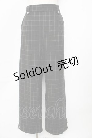 画像: axes femme / 裾釦起毛チェックワイドパンツ L 黒 Y-25-10-18-208-AX-PA-SZ-ZY