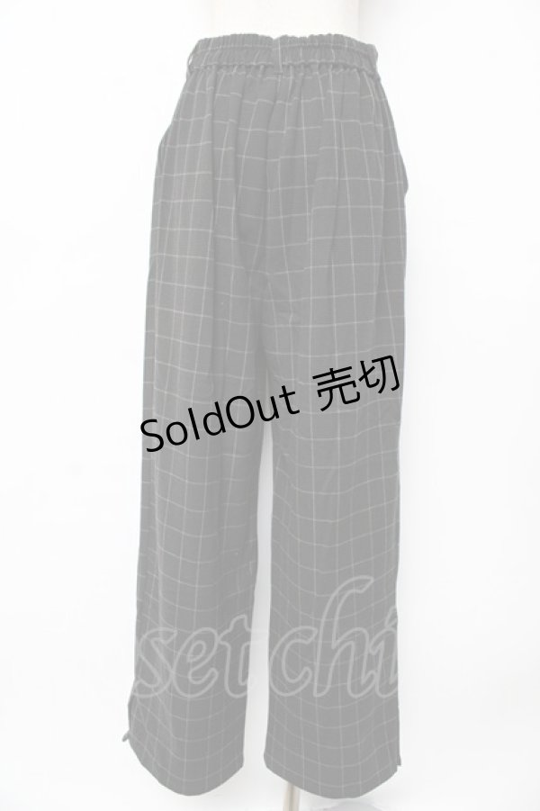 画像2: axes femme / 裾釦起毛チェックワイドパンツ L 黒 Y-25-10-18-208-AX-PA-SZ-ZY (2)
