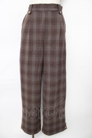 画像: axes femme / 裾釦起毛チェックワイドパンツ L 茶 Y-25-10-18-209-AX-PA-SZ-ZY