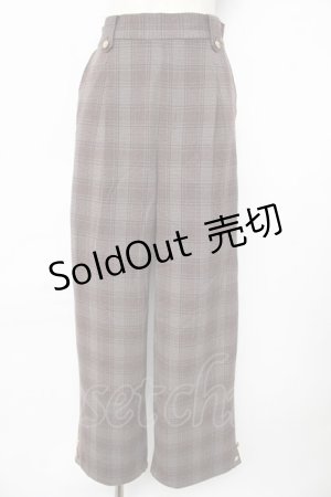 画像: axes femme / 裾釦起毛チェックワイドパンツ L 茶 Y-25-10-18-209-AX-PA-SZ-ZI