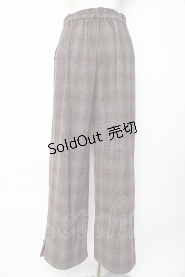 画像2: axes femme / 裾釦起毛チェックワイドパンツ L 茶 Y-25-10-18-209-AX-PA-SZ-ZI (2)