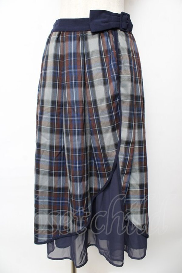 画像1: axes femme POETIQUE / リボンベルトロングスカート M 紺 Y-25-10-18-215-AX-SK-SZ-ZY (1)