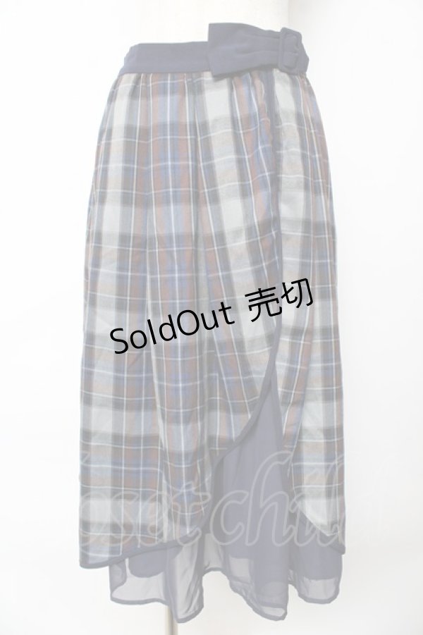 画像1: axes femme POETIQUE / リボンベルトロングスカート M 紺 Y-25-10-18-215-AX-SK-SZ-ZI (1)