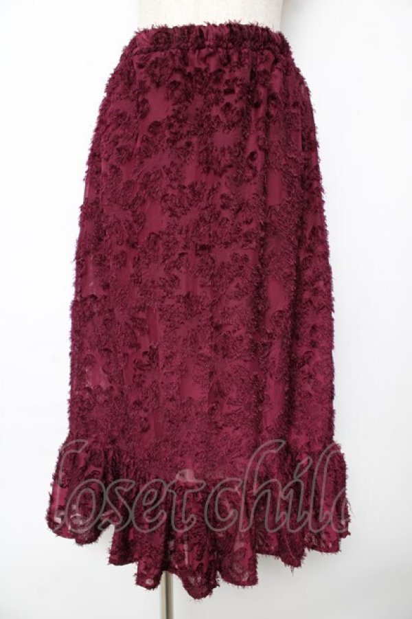 画像1: axes femme / フラワーデザインスカート  ワイン Y-25-10-18-216-AX-SK-SZ-ZY (1)