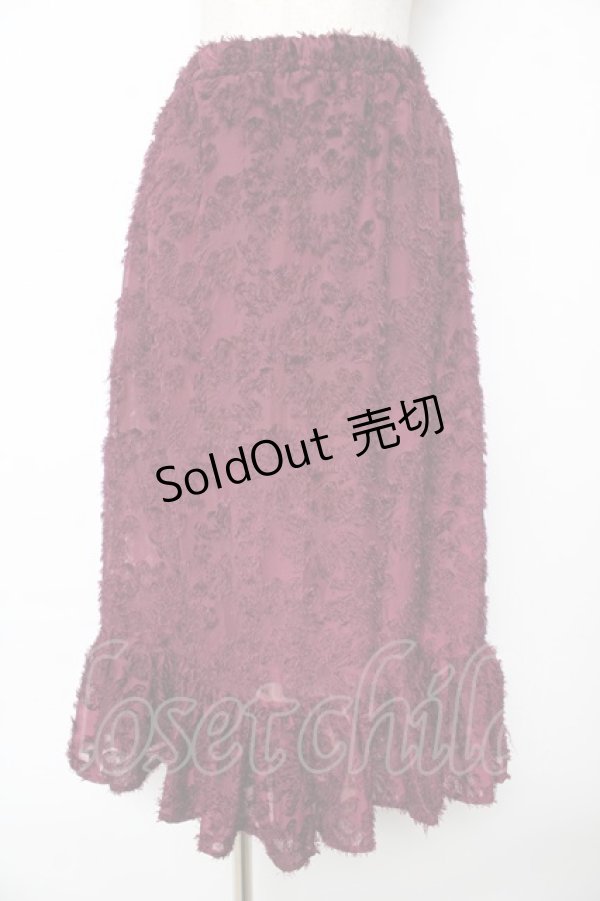 画像1: axes femme / フラワーデザインスカート  ワイン Y-25-10-18-216-AX-SK-SZ-ZY (1)