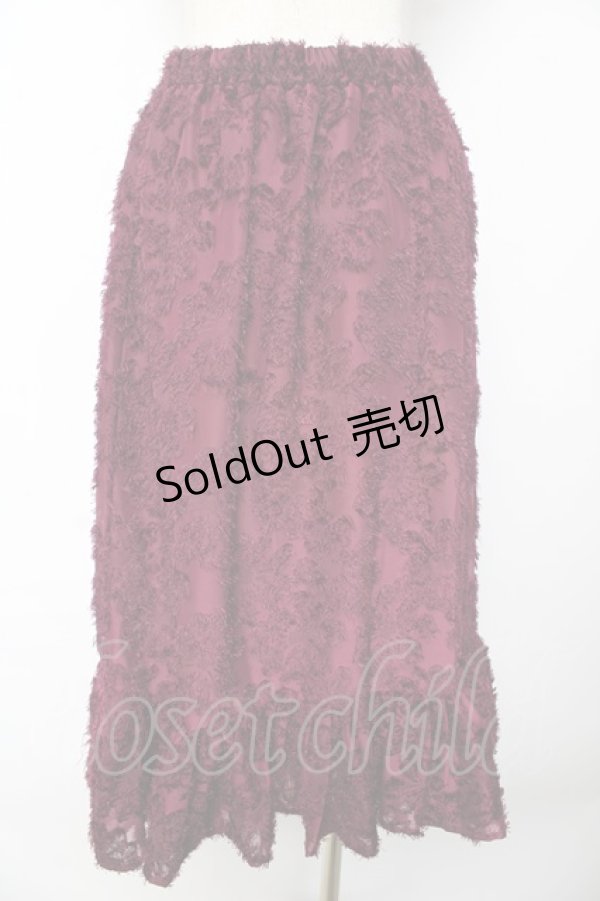 画像2: axes femme / フラワーデザインスカート  ワイン Y-25-10-18-216-AX-SK-SZ-ZY (2)