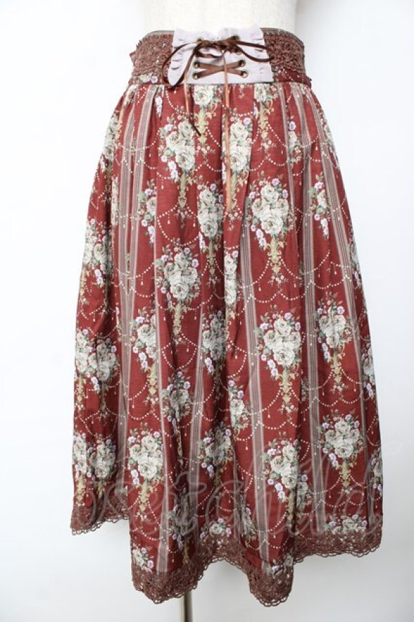 画像1: axes femme / シャンデリアフラワー柄スカート F 赤 Y-25-10-18-219-AX-SK-SZ-ZI (1)