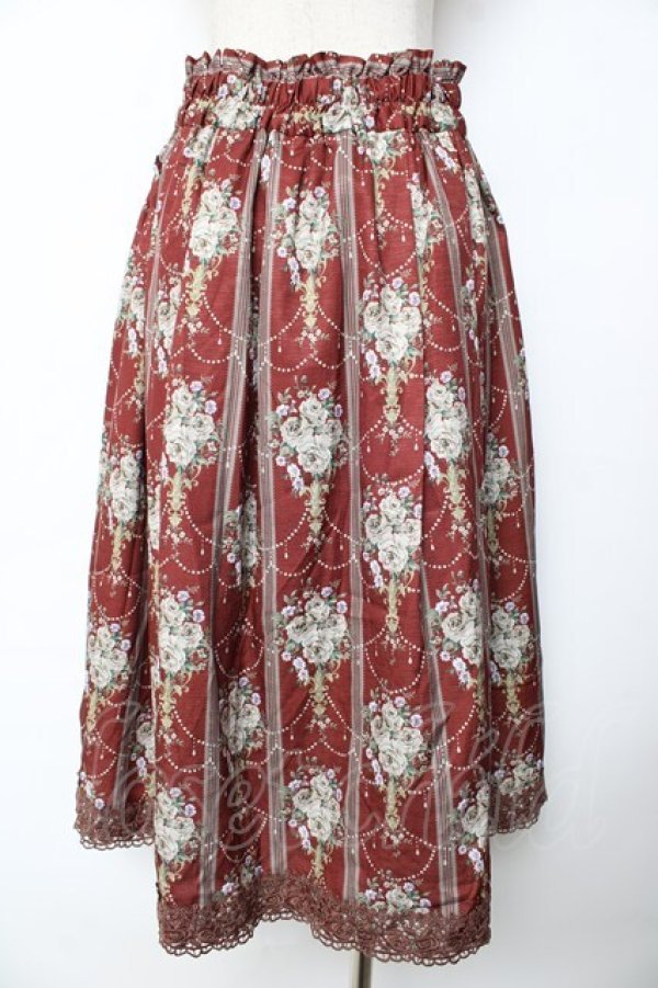 画像2: axes femme / シャンデリアフラワー柄スカート F 赤 Y-25-10-18-219-AX-SK-SZ-ZI (2)