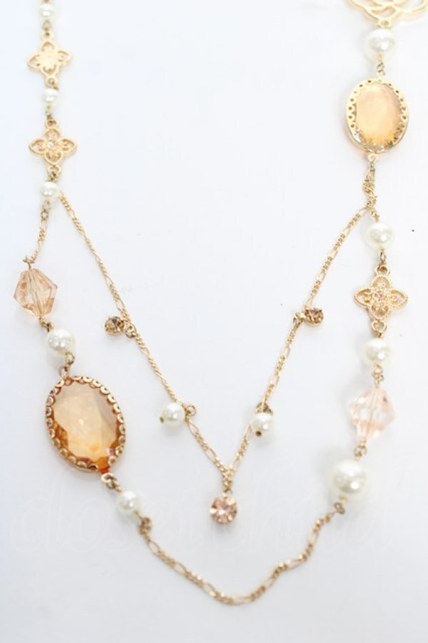 画像1: axes femme / 透かしバラ×ビジューネックレス  ゴールド Y-25-10-18-005-AX-AC-SZ-ZY (1)