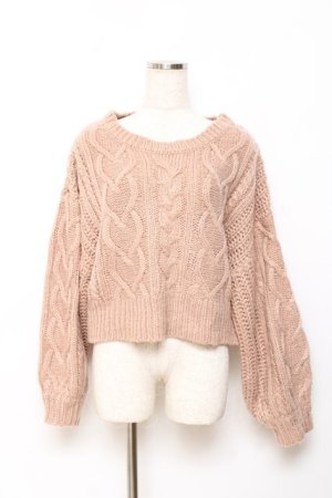 画像: F&A / バックはしごリボンケーブルニットプルオーバー F ピンクベージュ Y-25-10-20-038-LO-TO-SZ-ZY