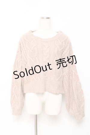 画像: F&A / バックはしごリボンケーブルニットプルオーバー F ピンクベージュ Y-25-10-20-038-LO-TO-SZ-ZY