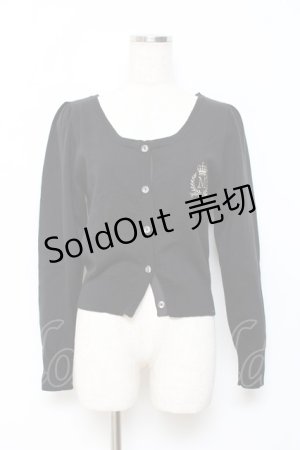 画像: metamorphose / エンブレム刺繍カーディガン  黒 Y-25-10-20-048-ME-TO-SZ-ZY