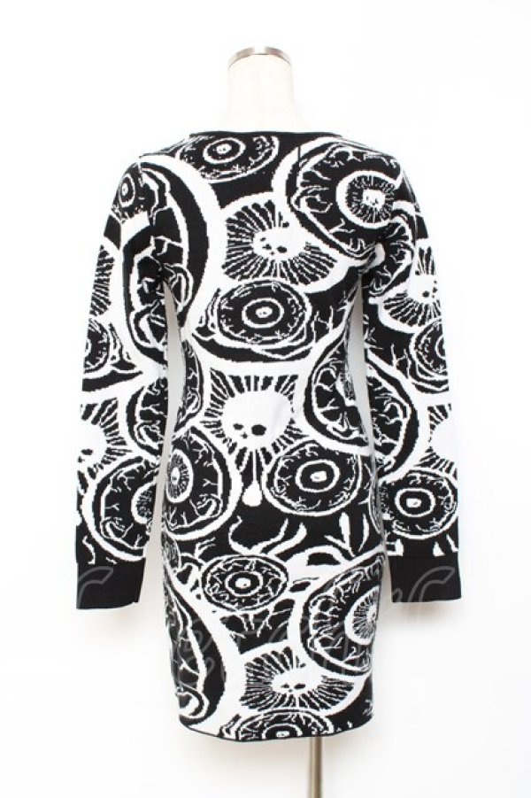 画像2: KILL STAR / My Eye Sweater Dress S 白×黒 Y-25-10-20-056-SL-OP-SZ-ZY (2)