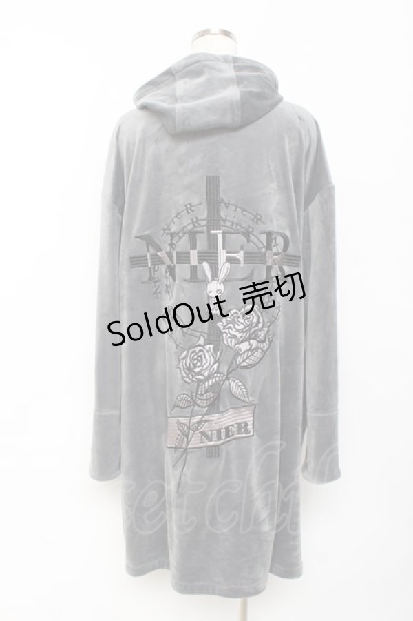 画像2: NieR CLOTHING / GRAY VELVET STYLISH LONG COAT  グレー Y-25-10-20-062-PU-CO-SZ-ZY (2)