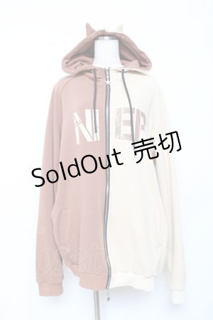 画像: NieR Clothing / 猫耳付きDOUBLE ZIP TWO-TONE PARKA  ベージュ×ブラウン Y-25-10-20-064-PU-TO-SZ-ZY