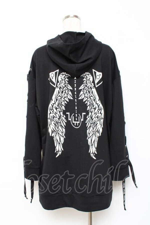 画像2: NieR Clothing / LACE-UP ZIP　パーカー F 黒 Y-25-10-20-065-PU-TO-SZ-ZY (2)