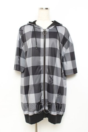 画像: NieR Clothing / BACK RABBIT CHECKERED ZIP PARKA F 黒 Y-25-10-20-068-PU-TO-SZ-ZY