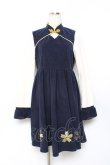 画像1: 逗醤 / 刺繍入りチャイナワンピース  紺 Y-25-10-20-069-LO-OP-SZ-ZY (1)