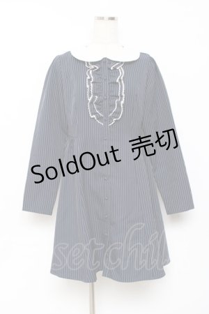 画像: Ank Rouge / フロントフリルストライプシャツワンピース M ネイビー Y-25-10-20-073-CA-OP-SZ-ZY
