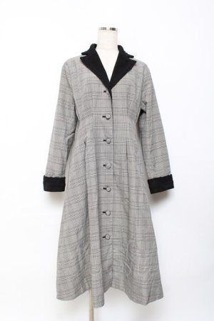 画像: axes femme / チェック柄ワンピースコート M グレー Y-25-10-20-079-AX-OP-SZ-ZY