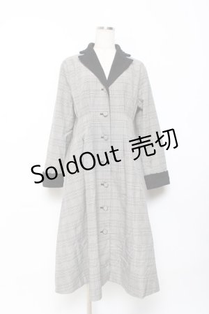 画像: axes femme / チェック柄ワンピースコート M グレー Y-25-10-20-079-AX-OP-SZ-ZI