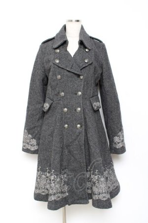画像: OZZ ANGELO / 刺繍入りダブルコート  グレー Y-25-10-20-088-OO-CO-SZ-ZY