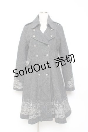 画像: OZZ ANGELO / 刺繍入りダブルコート  グレー Y-25-10-20-088-OO-CO-SZ-ZY