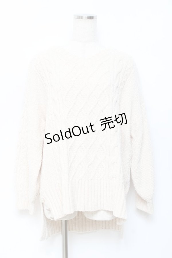 画像1: axes femme / 後ろ編み上げニット M 生成り Y-25-10-20-011-AX-TO-SZ-ZY (1)