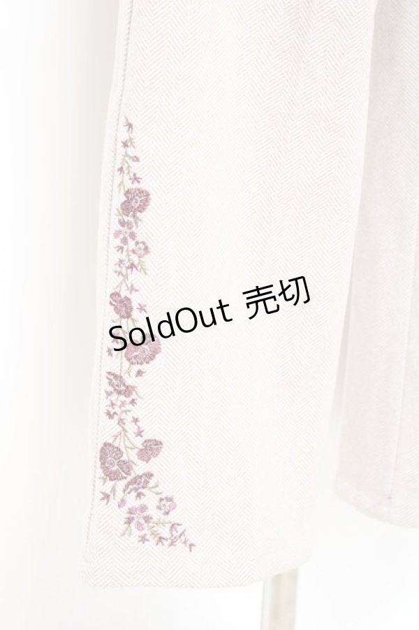 画像3: axes femme / 裾刺繍起毛ストレートパンツ L ベージュ Y-25-10-20-099-AX-PA-SZ-ZT525 (3)