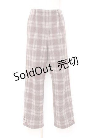 画像: axes femme / 花刺繍ストレートカットパンツ L 茶 Y-25-10-20-100-AX-PA-SZ-ZY