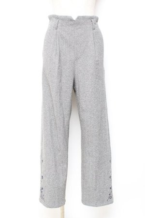 画像: axes femme / 裾刺繍起毛ストレートパンツ L チャコール Y-25-10-20-102-AX-PA-SZ-ZY