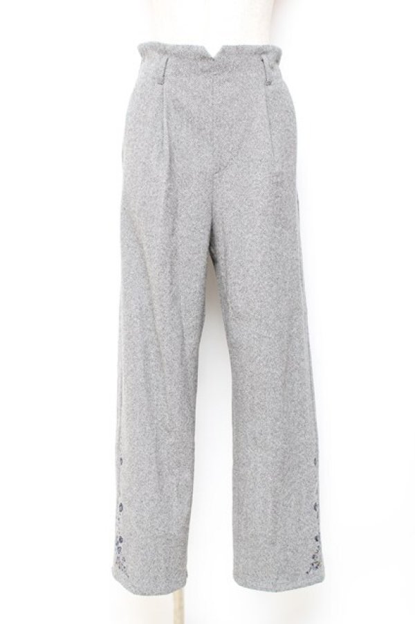 画像1: axes femme / 裾刺繍起毛ストレートパンツ L チャコール Y-25-10-20-102-AX-PA-SZ-ZY (1)