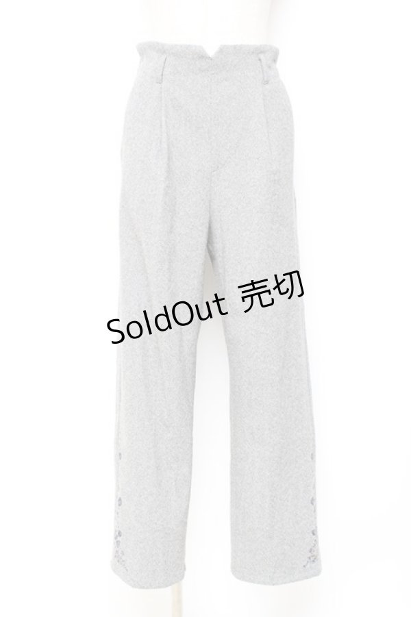 画像1: axes femme / 裾刺繍起毛ストレートパンツ L チャコール Y-25-10-20-102-AX-PA-SZ-ZY (1)