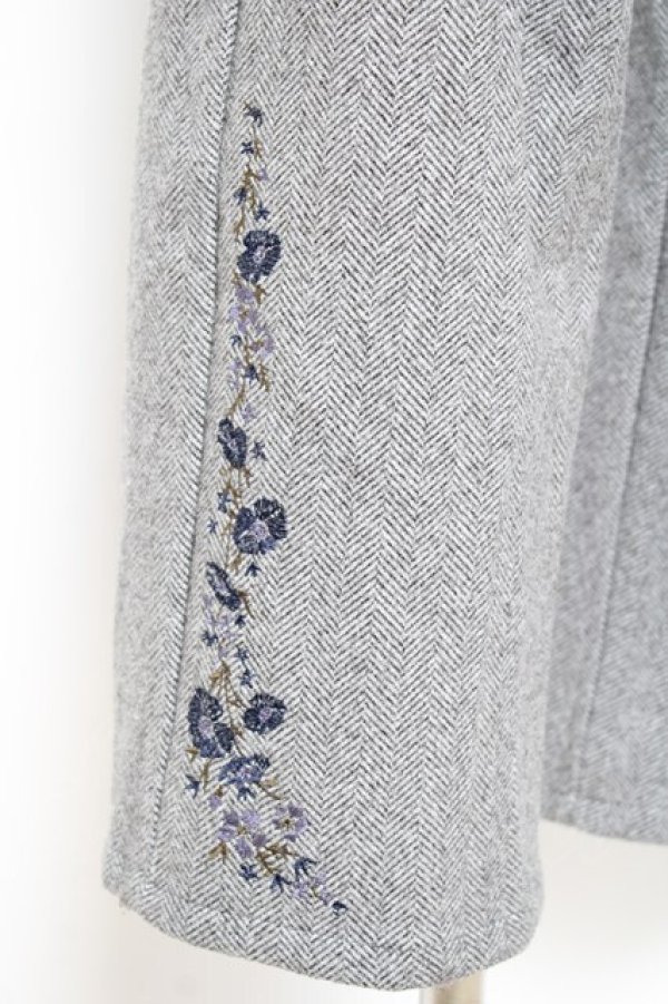 画像3: axes femme / 裾刺繍起毛ストレートパンツ L チャコール Y-25-10-20-102-AX-PA-SZ-ZY (3)