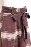 画像3: axes femme / シャギーチェックイレヘムスカート M ワイン Y-25-10-20-104-AX-SK-SZ-ZY (3)