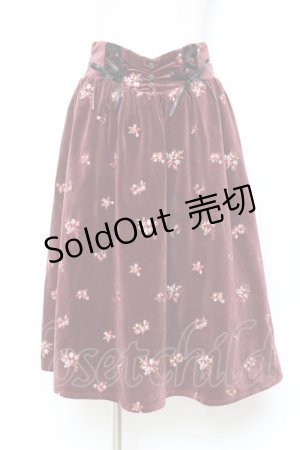 画像: axes femme / 総刺繍ベロアスカート M ワイン Y-25-10-20-105-AX-SK-SZ-ZY