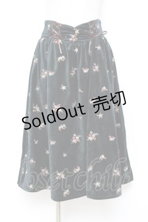 画像: axes femme / 総刺繍ベロアスカート M Dグリーン Y-25-10-20-107-AX-SK-SZ-ZI